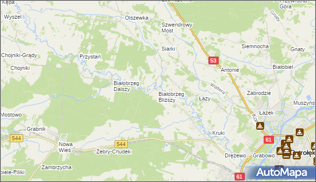 mapa Białobrzeg Bliższy, Białobrzeg Bliższy na mapie Targeo