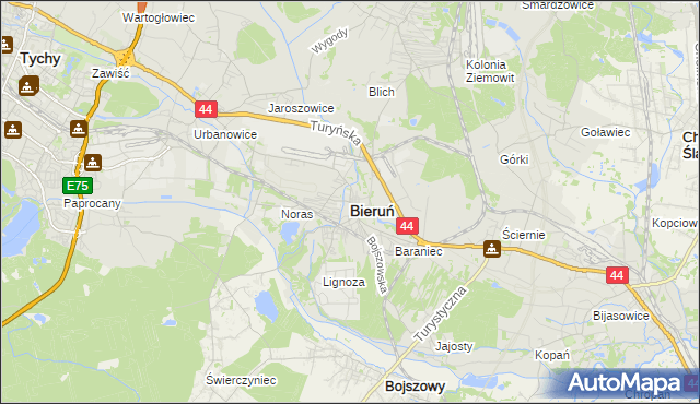 mapa Bieruń, Bieruń na mapie Targeo