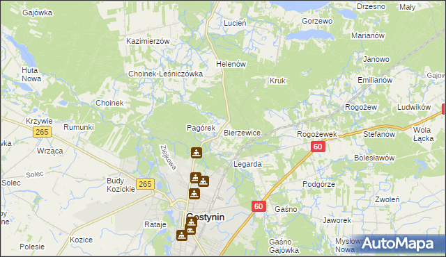 mapa Bierzewice, Bierzewice na mapie Targeo