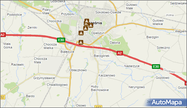 mapa Bierzglinek, Bierzglinek na mapie Targeo