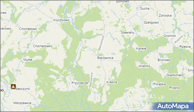 mapa Bierzwnica, Bierzwnica na mapie Targeo