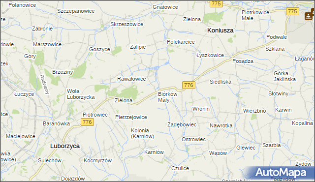 mapa Biórków Mały, Biórków Mały na mapie Targeo