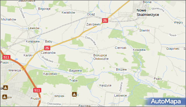 mapa Biskupice Ołoboczne, Biskupice Ołoboczne na mapie Targeo