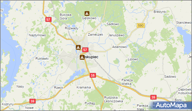 mapa Biskupiec-Kolonia Druga, Biskupiec-Kolonia Druga na mapie Targeo