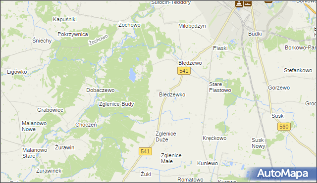 mapa Bledzewko, Bledzewko na mapie Targeo