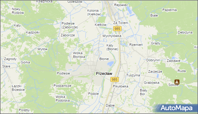 mapa Błonie gmina Przecław, Błonie gmina Przecław na mapie Targeo