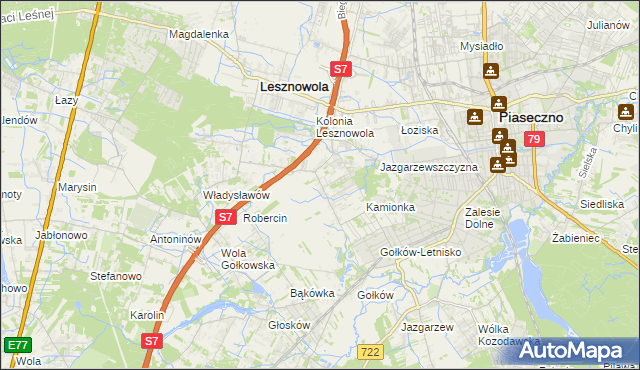 mapa Bobrowiec gmina Piaseczno, Bobrowiec gmina Piaseczno na mapie Targeo