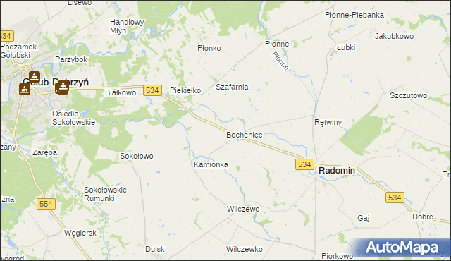 mapa Bocheniec gmina Radomin, Bocheniec gmina Radomin na mapie Targeo