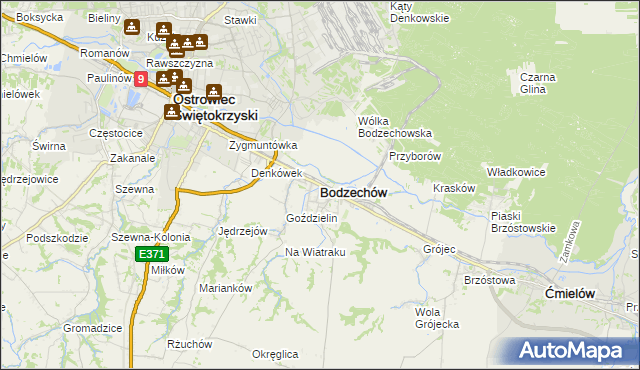 mapa Bodzechów, Bodzechów na mapie Targeo