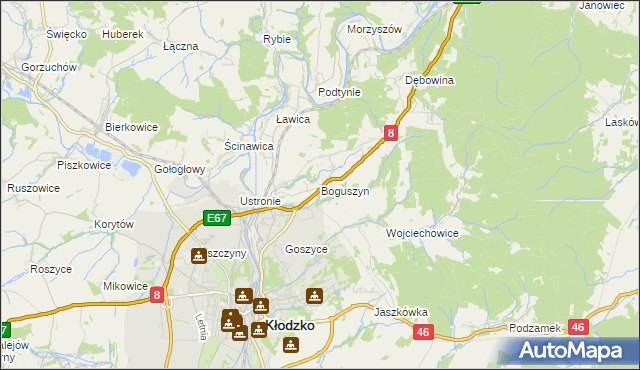 mapa Boguszyn gmina Kłodzko, Boguszyn gmina Kłodzko na mapie Targeo