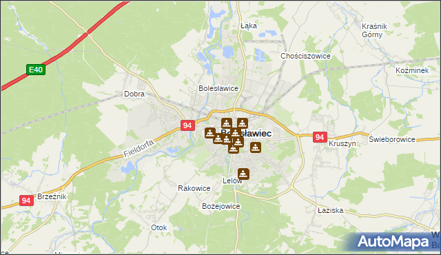 mapa Bolesławca, Bolesławiec na mapie Targeo