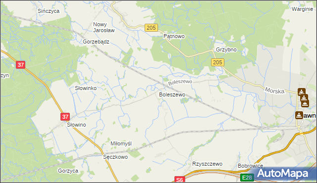 mapa Boleszewo, Boleszewo na mapie Targeo