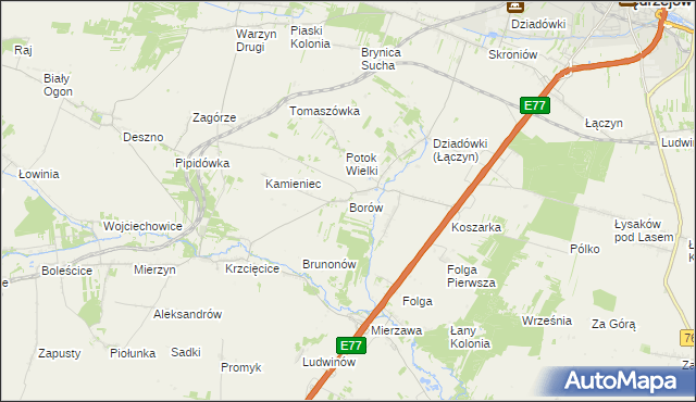 mapa Borów gmina Jędrzejów, Borów gmina Jędrzejów na mapie Targeo