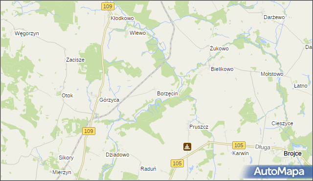 mapa Borzęcin gmina Gryfice, Borzęcin gmina Gryfice na mapie Targeo