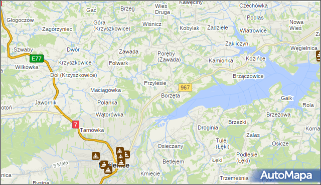 mapa Borzęta, Borzęta na mapie Targeo