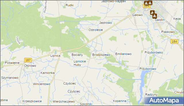 mapa Brodziszewo, Brodziszewo na mapie Targeo