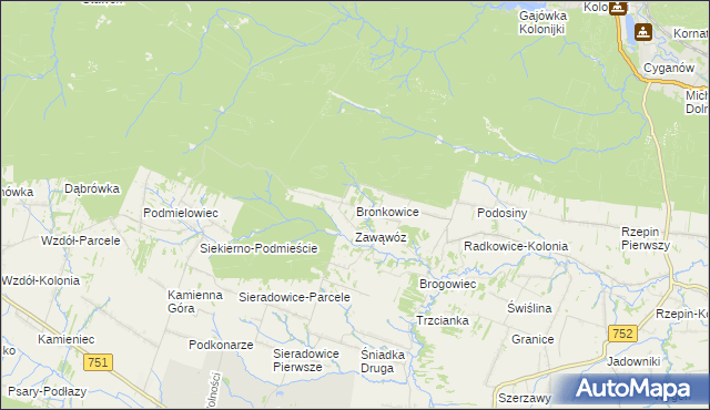 mapa Bronkowice, Bronkowice na mapie Targeo