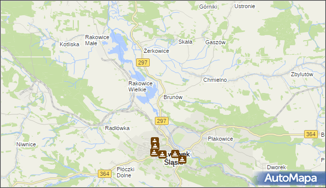 mapa Brunów gmina Lwówek Śląski, Brunów gmina Lwówek Śląski na mapie Targeo