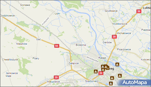 mapa Brzezina gmina Skarbimierz, Brzezina gmina Skarbimierz na mapie Targeo