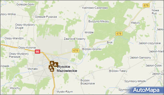 mapa Brzóski-Gromki, Brzóski-Gromki na mapie Targeo