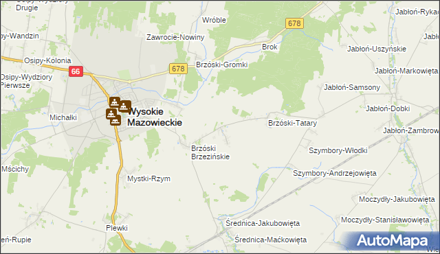 mapa Brzóski Stare, Brzóski Stare na mapie Targeo