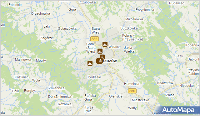 mapa Brzozów, Brzozów na mapie Targeo