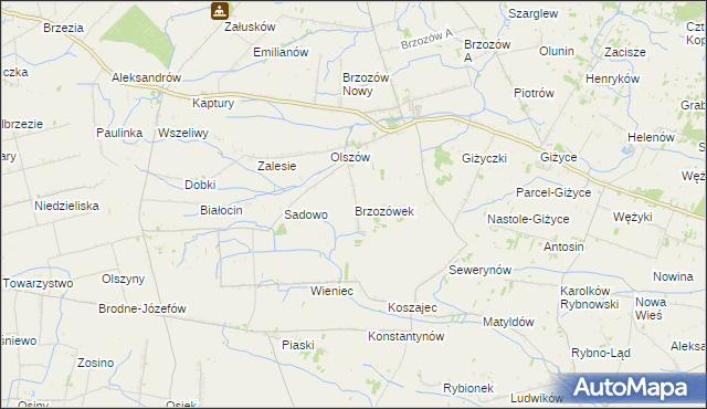 mapa Brzozówek, Brzozówek na mapie Targeo