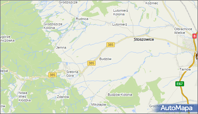 mapa Budzów gmina Stoszowice, Budzów gmina Stoszowice na mapie Targeo