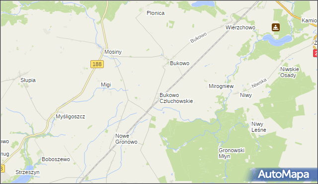 mapa Bukowo Człuchowskie, Bukowo Człuchowskie na mapie Targeo