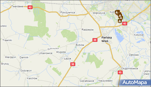 mapa Bytków gmina Reńska Wieś, Bytków gmina Reńska Wieś na mapie Targeo