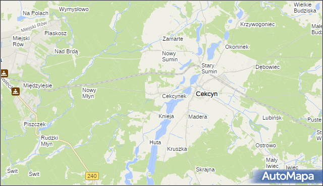 mapa Cekcynek, Cekcynek na mapie Targeo