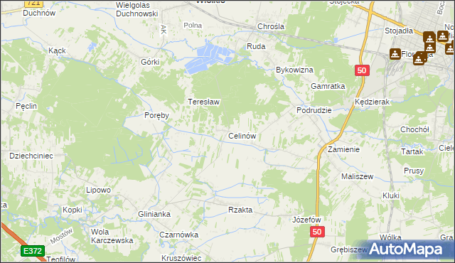 mapa Celinów gmina Dębe Wielkie, Celinów gmina Dębe Wielkie na mapie Targeo