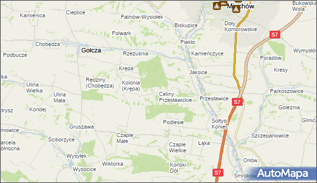 mapa Celiny Przesławickie, Celiny Przesławickie na mapie Targeo