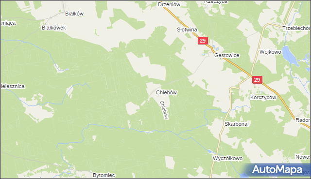 mapa Chlebów gmina Maszewo, Chlebów gmina Maszewo na mapie Targeo