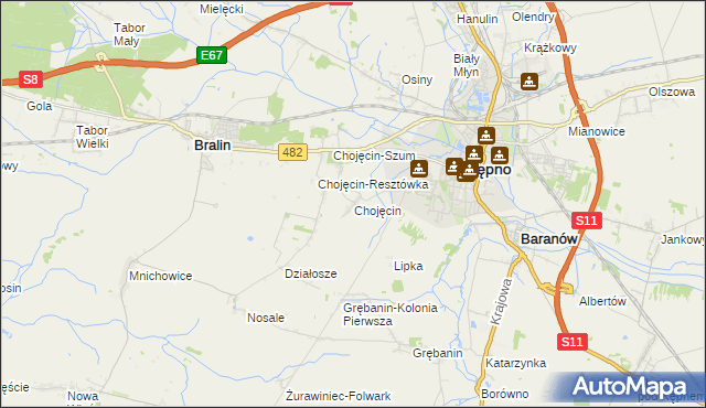 mapa Chojęcin, Chojęcin na mapie Targeo