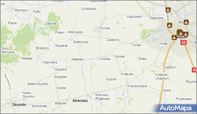 mapa Chotów gmina Mokrsko, Chotów gmina Mokrsko na mapie Targeo