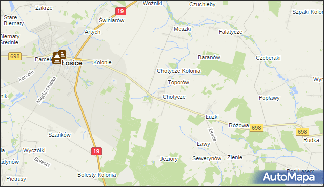 mapa Chotycze, Chotycze na mapie Targeo