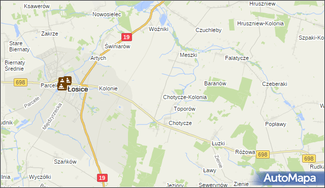 mapa Chotycze-Kolonia, Chotycze-Kolonia na mapie Targeo