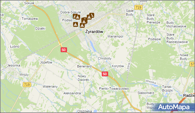mapa Chroboty, Chroboty na mapie Targeo