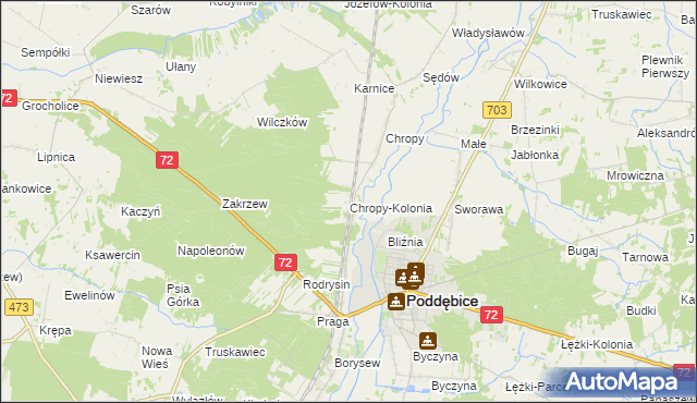 mapa Chropy-Kolonia, Chropy-Kolonia na mapie Targeo