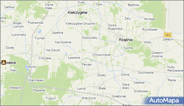 mapa Chruścińskie, Chruścińskie na mapie Targeo