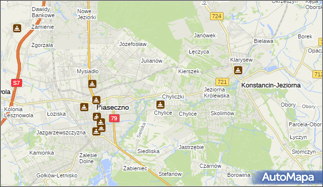 mapa Chyliczki gmina Piaseczno, Chyliczki gmina Piaseczno na mapie Targeo