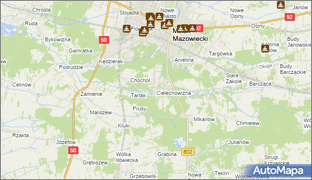 mapa Cielechowizna, Cielechowizna na mapie Targeo