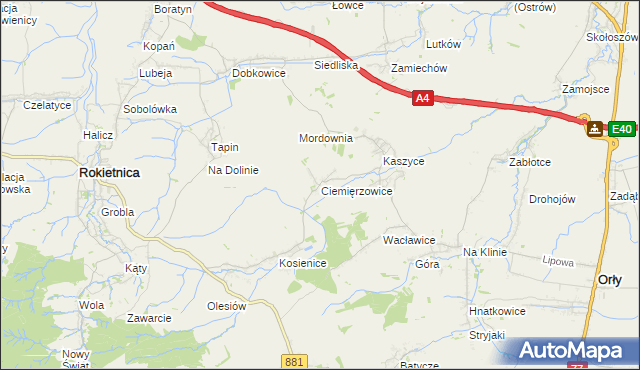 mapa Ciemięrzowice, Ciemięrzowice na mapie Targeo