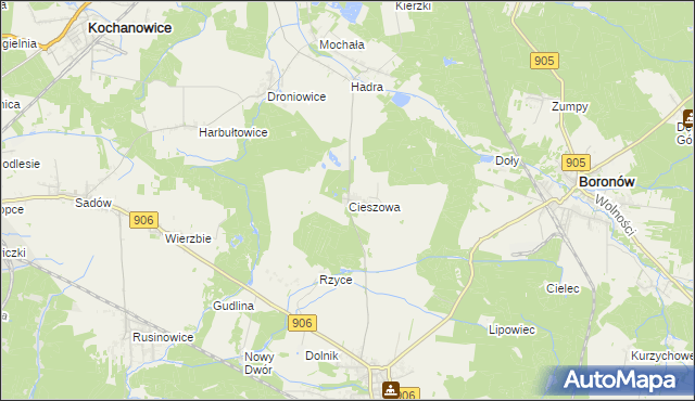 mapa Cieszowa, Cieszowa na mapie Targeo