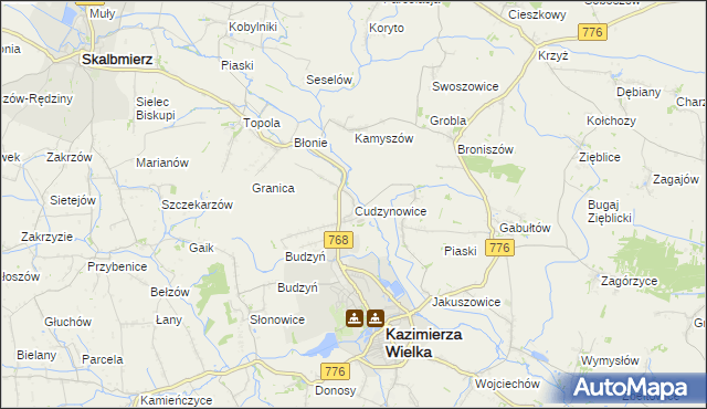 mapa Cudzynowice, Cudzynowice na mapie Targeo