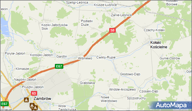 mapa Ćwikły-Rupie, Ćwikły-Rupie na mapie Targeo