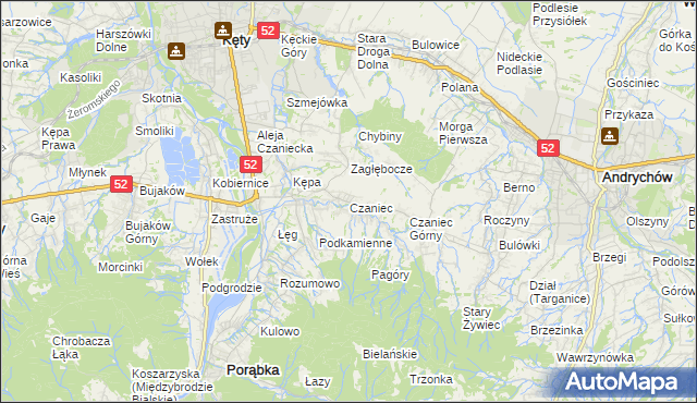 mapa Czaniec, Czaniec na mapie Targeo