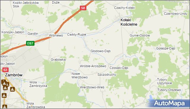 mapa Czarnowo-Dąb, Czarnowo-Dąb na mapie Targeo