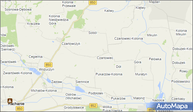 mapa Czartowiec gmina Tyszowce, Czartowiec gmina Tyszowce na mapie Targeo